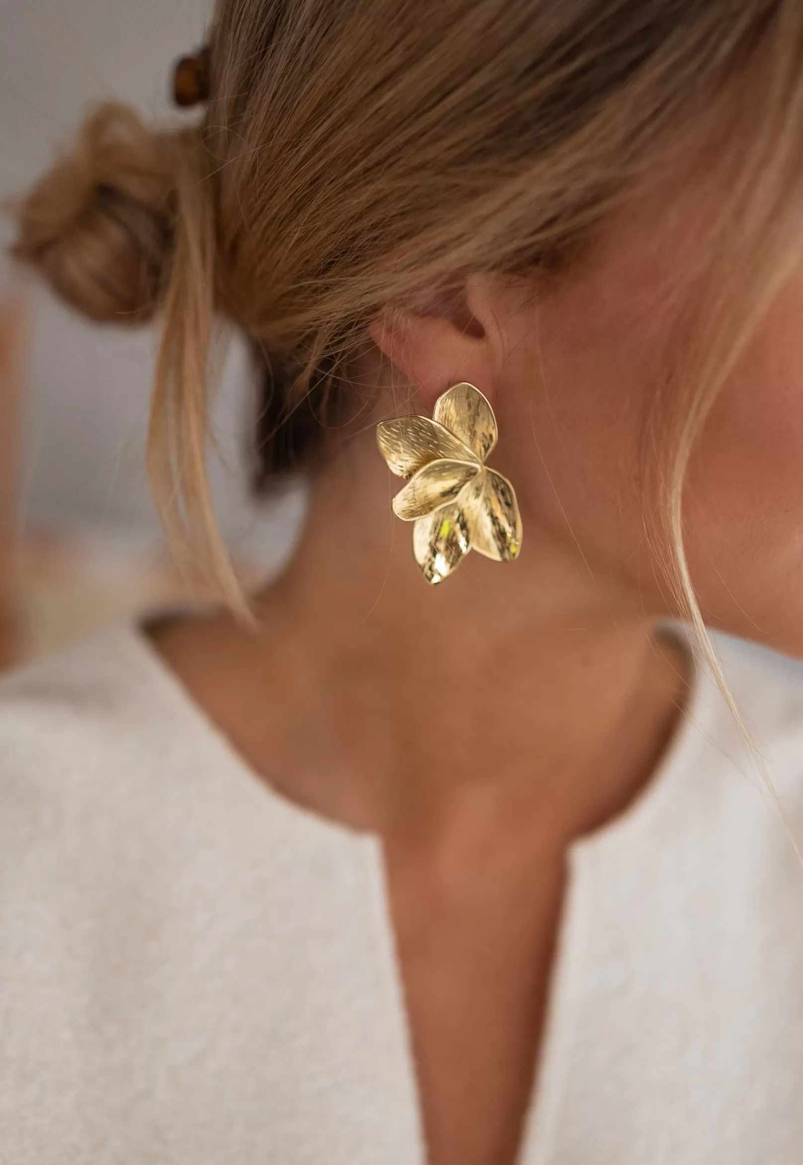 Easy Clothes Boucles d'oreilles-Boucles D’Oreilles Dorées | Enza | Forme Fleur