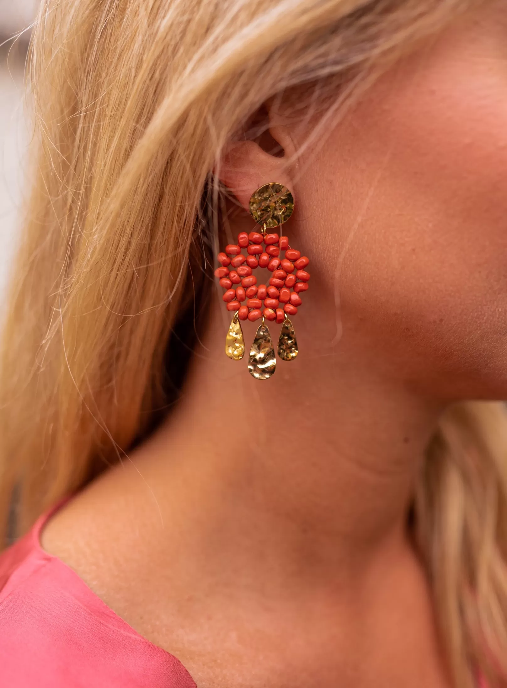 Easy Clothes Boucles d'oreilles-Boucles D’oreilles Nitra - Perles Terracotta - Bijoux