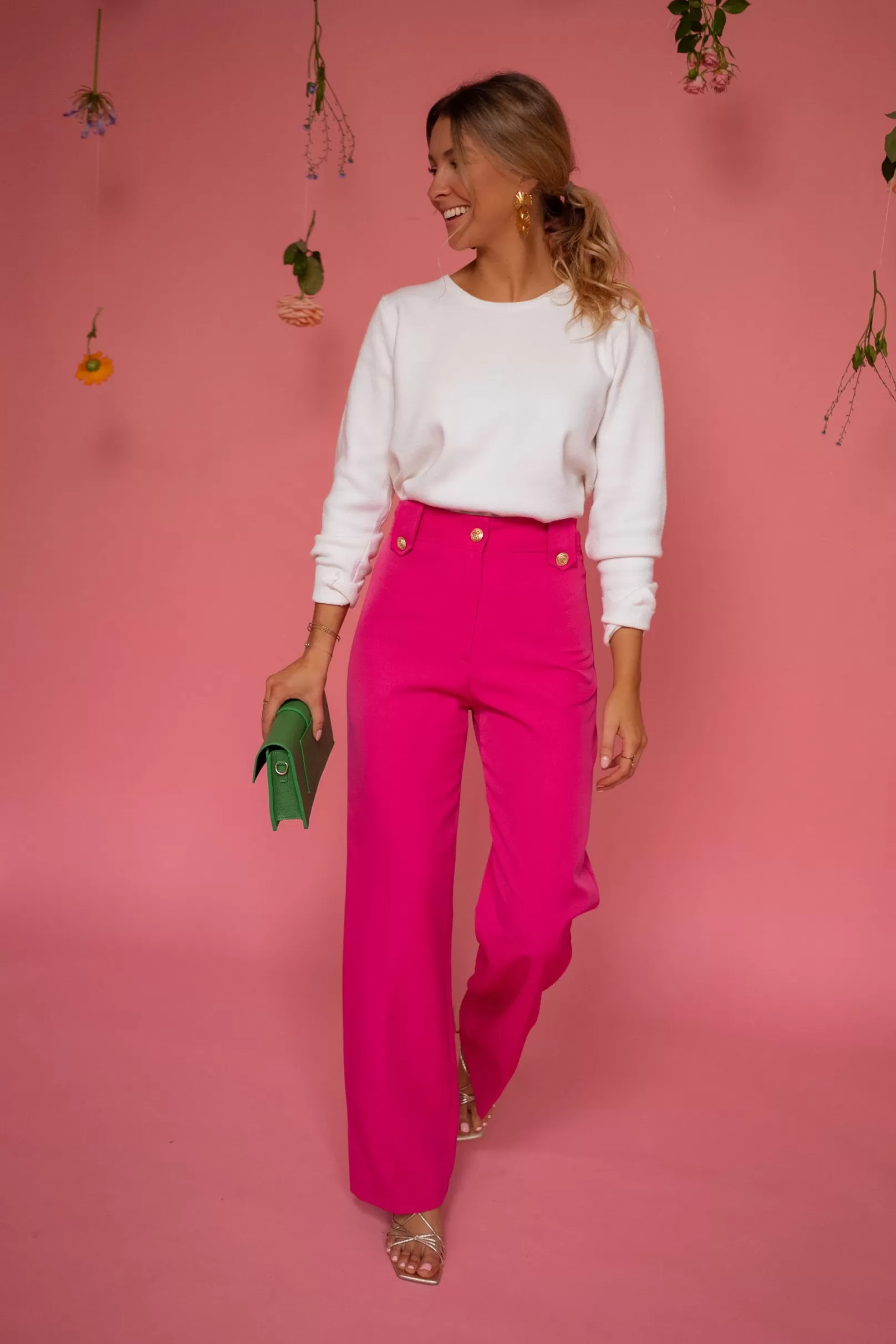 Femme Easy Clothes Pantalons-Pantalon Rose Élégant | Soléa | Vêtements Femme