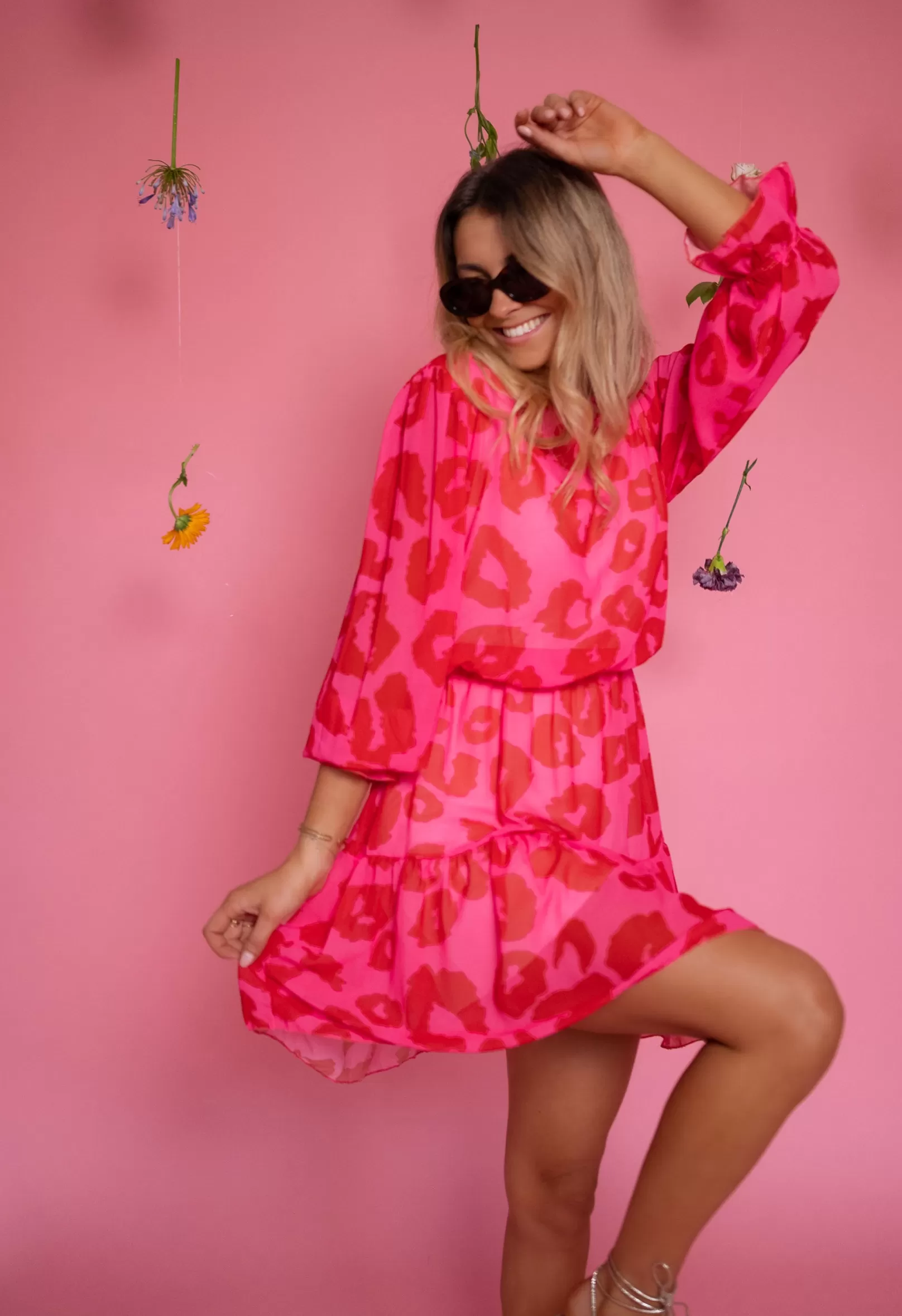 Femme Easy Clothes Robes-Robe Aelis | Motifs Roses & Rouges | Vêtements Tendances Femme