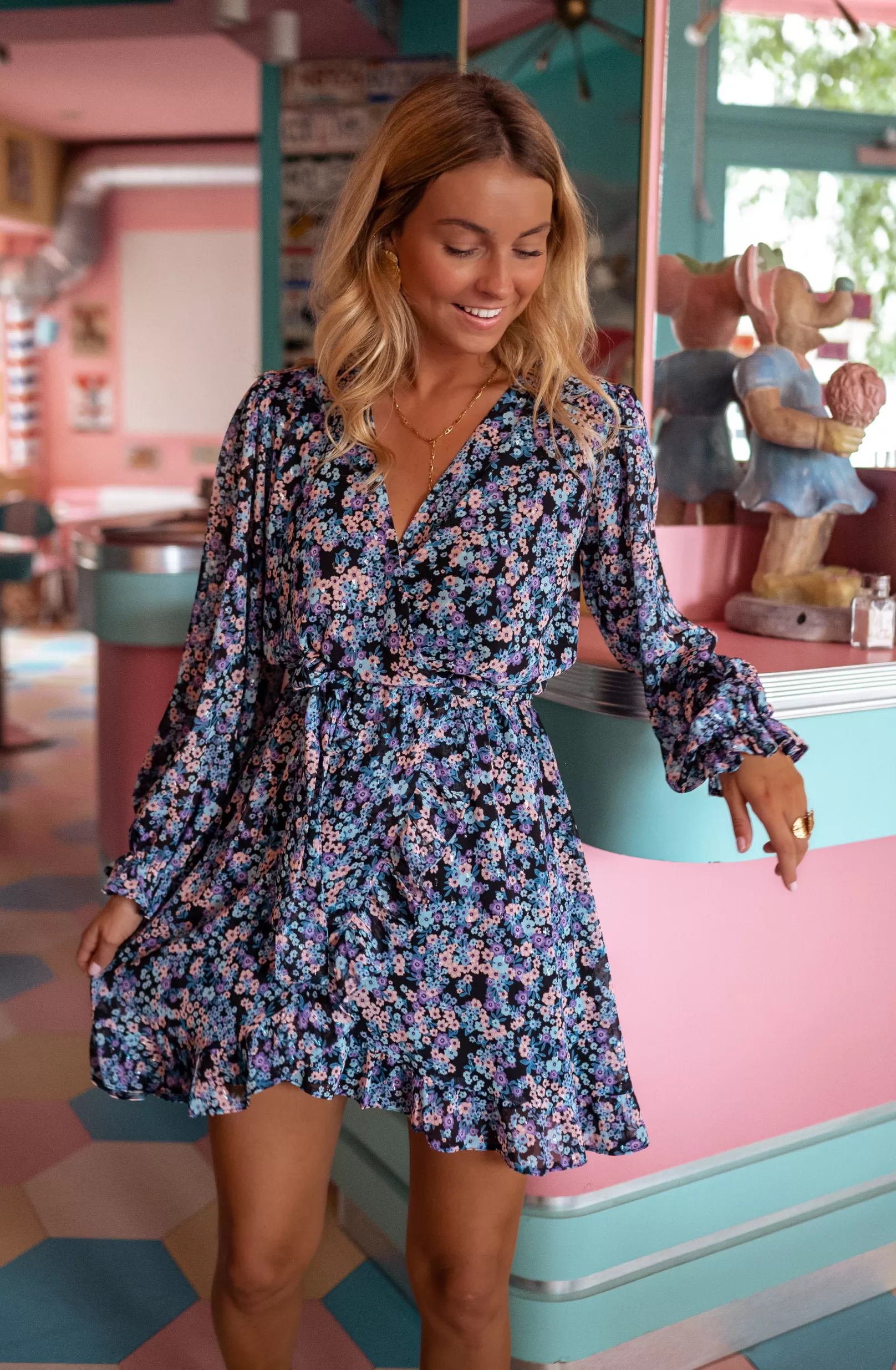 Femme Easy Clothes Robes-Robe Hilary - À Fleurs - Décolleté En V - Création